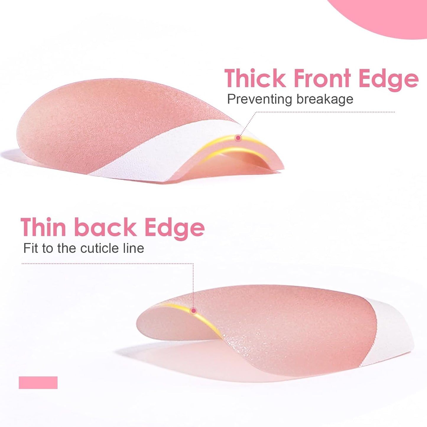 French Tip Press on Nails Gel Nail Tips - 300Pcs Pre-Colored Quick and Easy Press on Nails Almond Fake Nails with Designs DIY Nail Extensions, Pink White