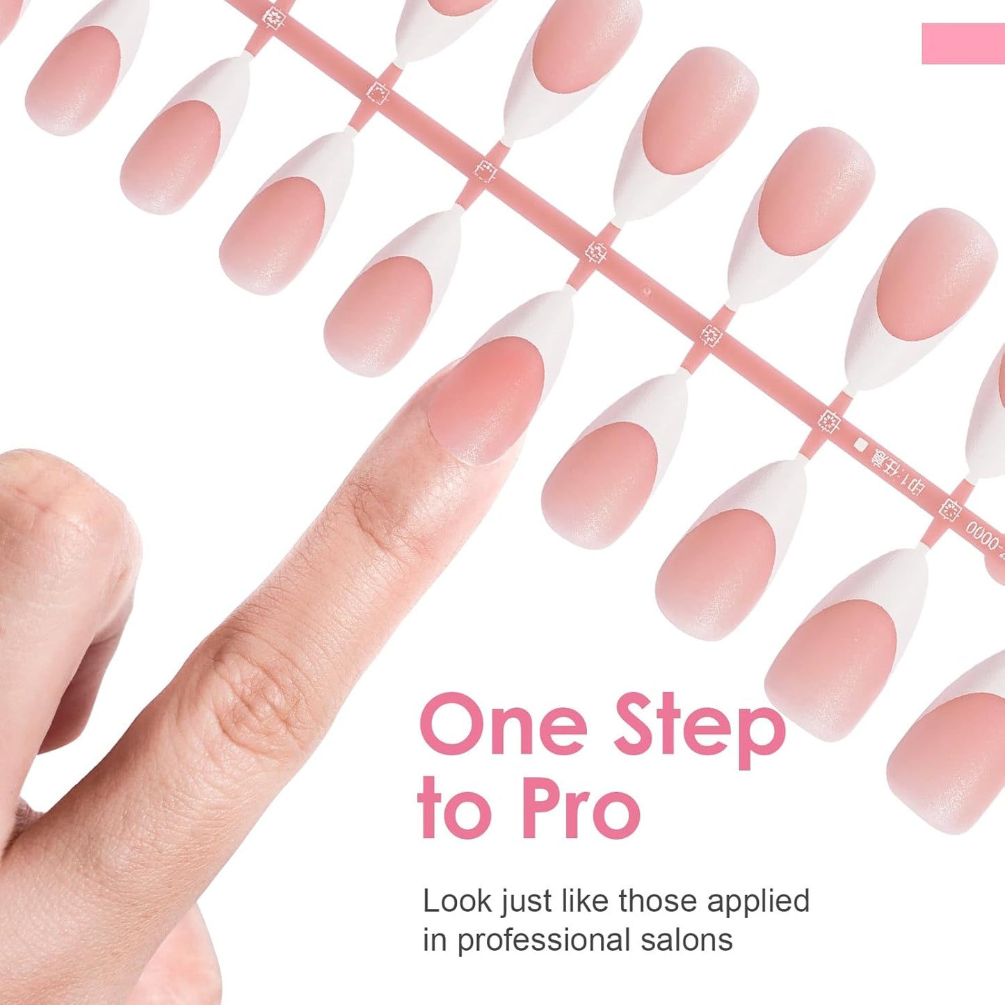 French Tip Press on Nails Gel Nail Tips - 300Pcs Pre-Colored Quick and Easy Press on Nails Almond Fake Nails with Designs DIY Nail Extensions, Pink White